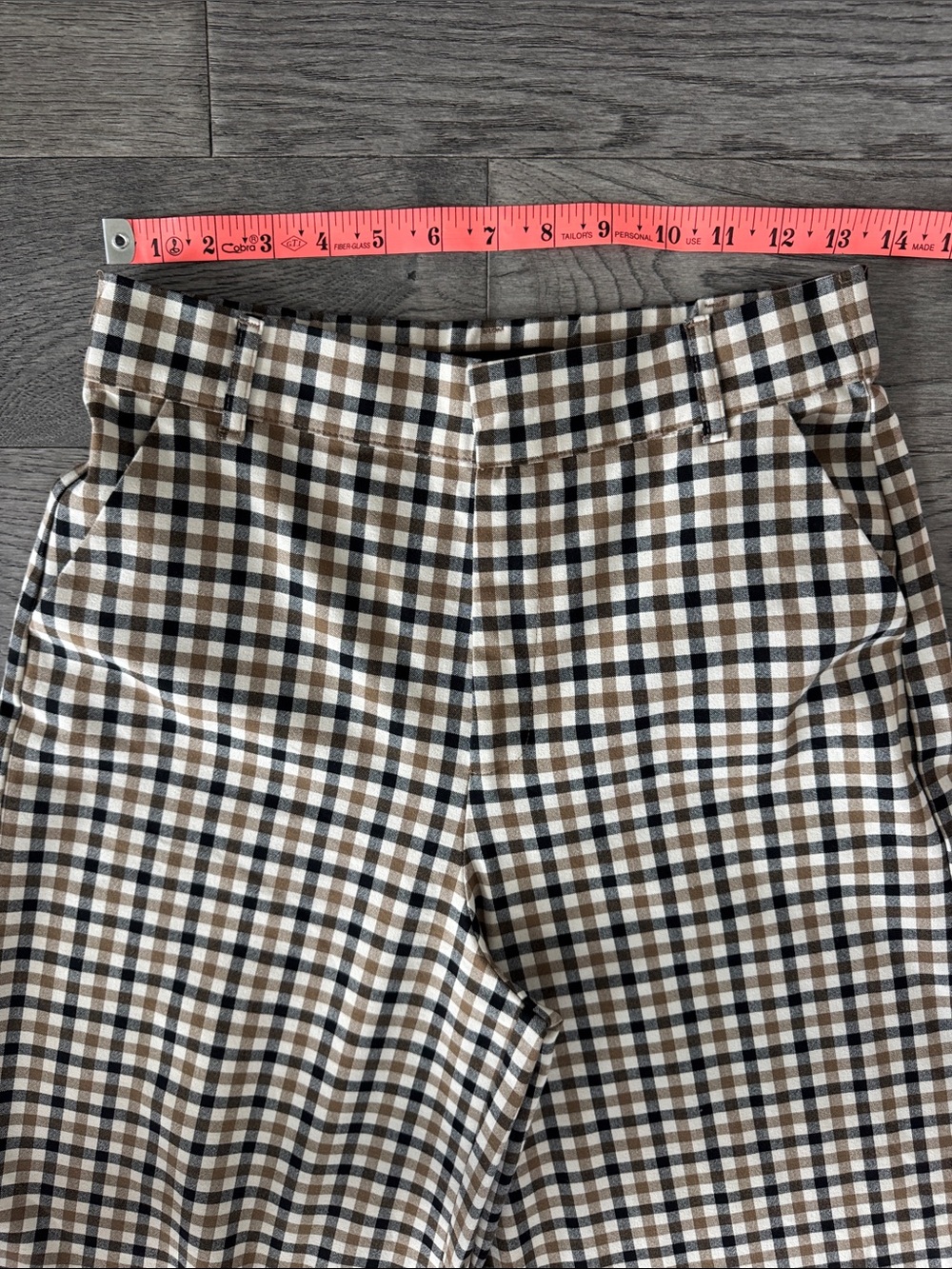 🌼Zara🌼 Tan & Black Checked Wide Leg Trousers, Size M - Picture 3 of 8